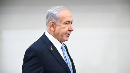 Le Premier ministre israélien, Benyamin Nétanyahou, à Tel-Aviv, le 2 avril 2025. (YAIR SAGI / AFP)
