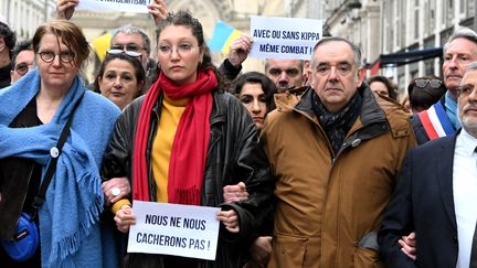 Une manifestation en soutien au rabbin Arié Engelberg, le 25 mars 2025, à Orléans. (CHRISTELLE GAUJARD / MAXPPP)