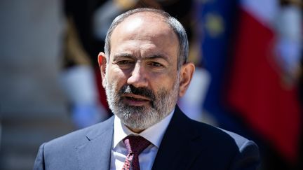 Le Premier ministre arménien Nikol Pachinian lors d'une visite à Paris le 1er juin 2021 (ALEXIS SCIARD / MAXPPP)
