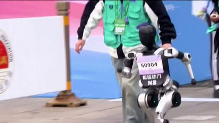 Samedi 19 avril, une vingtaine de robots humanoïdes se sont élancés sur la ligne de départ du semi-marathon de Pékin (Chine). Cette première mondiale a attiré des curieux et des investisseurs très attentifs. (France 2)