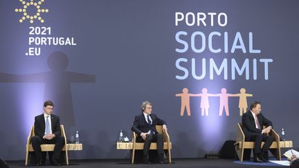 Lors du&nbsp;sommet social au Portugal qui a débuté vendredi,&nbsp;à Porto le 7 mai 2021. (LUIS VIEIRA / POOL / AFP)