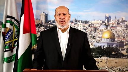 Une capture de la déclaration vidéo de Khalil Al-Hayya, négociateur en chef du Hamas, sur la chaîne Al-Aqsa TV, le 18 octobre 2024. (UPI / NEWSCOM / SIPA)